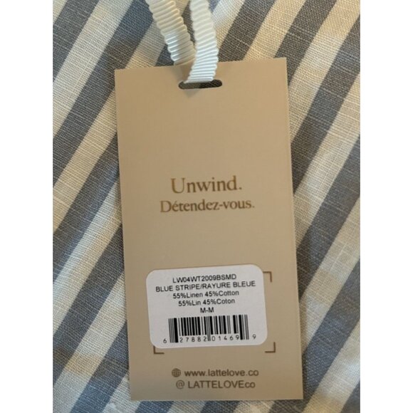 NEW LatteLove Linen Dress Women's Size Medium Relaxed Nautical Beach Vacation - Picture 11 of 13